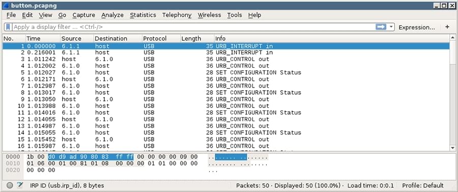 wireshark usb interrupt